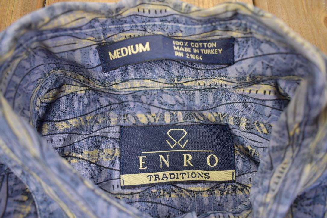 Vintage 1990s Enro Traditions Patterned Short Sleeve Button Up Shirt