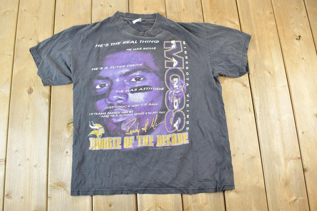Vintage 1990s Randy Moss Rookie Of The Decade NFL T-Shirt
