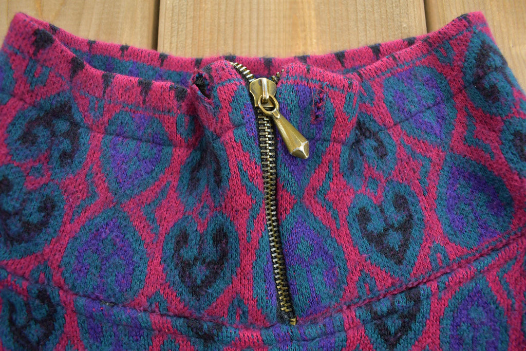 Vintage 1980s Ashly Brent Abstract Pattern Fleece Quarter Zip