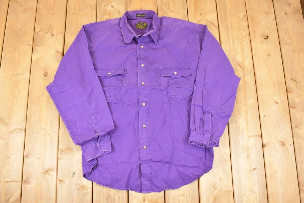 Vintage 1990s Eddie Bauer Rufton Twill Button Up Shirt Men's L