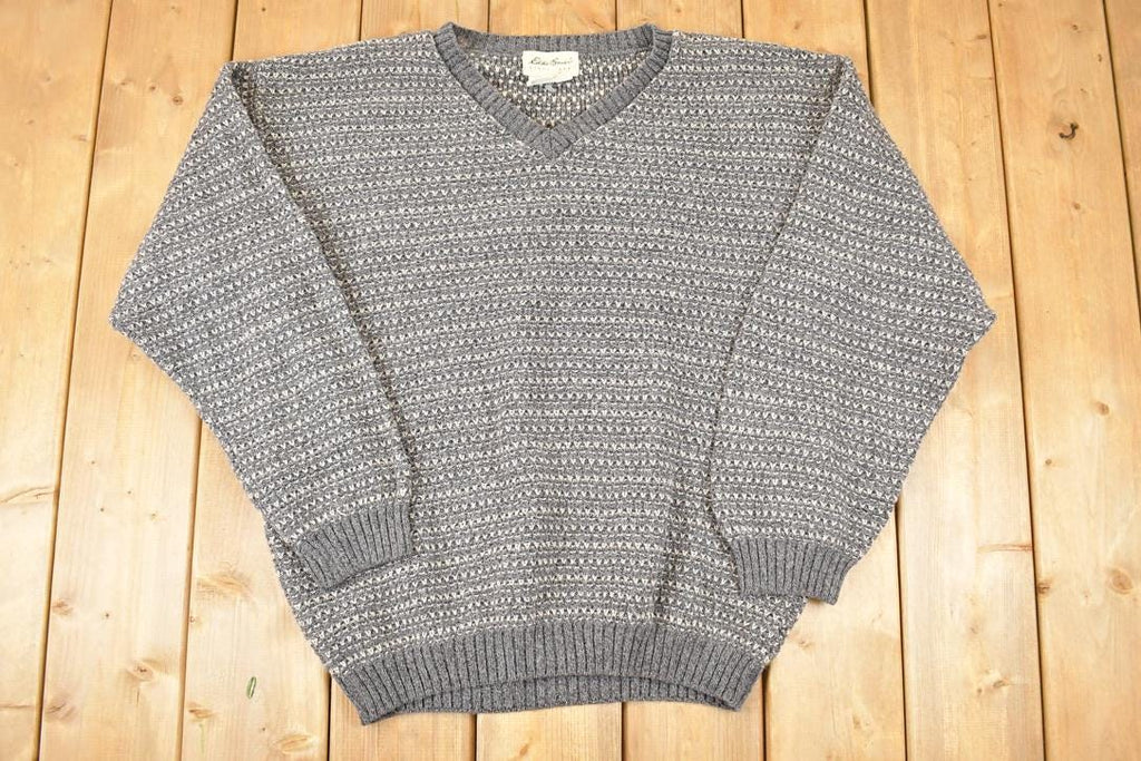Vintage 1990s Eddie Bauer Knit V Neck Sweater Mens L