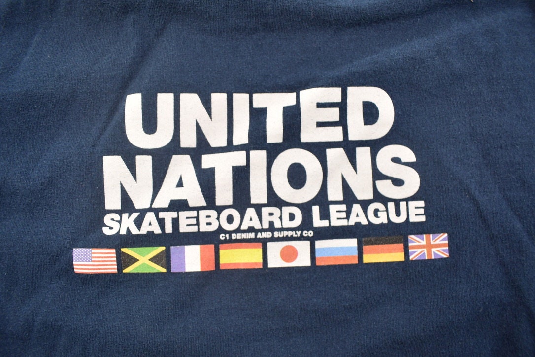 Vintage 1990s United Nation Skateboard League Graphic T Shirt  Vintage T Shirt  Streetwear  Graphic Tee