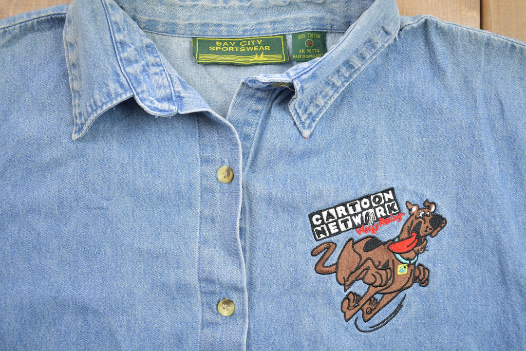 Vintage 1990s Cartoon Network Scooby Doo Denim Button Up Vest