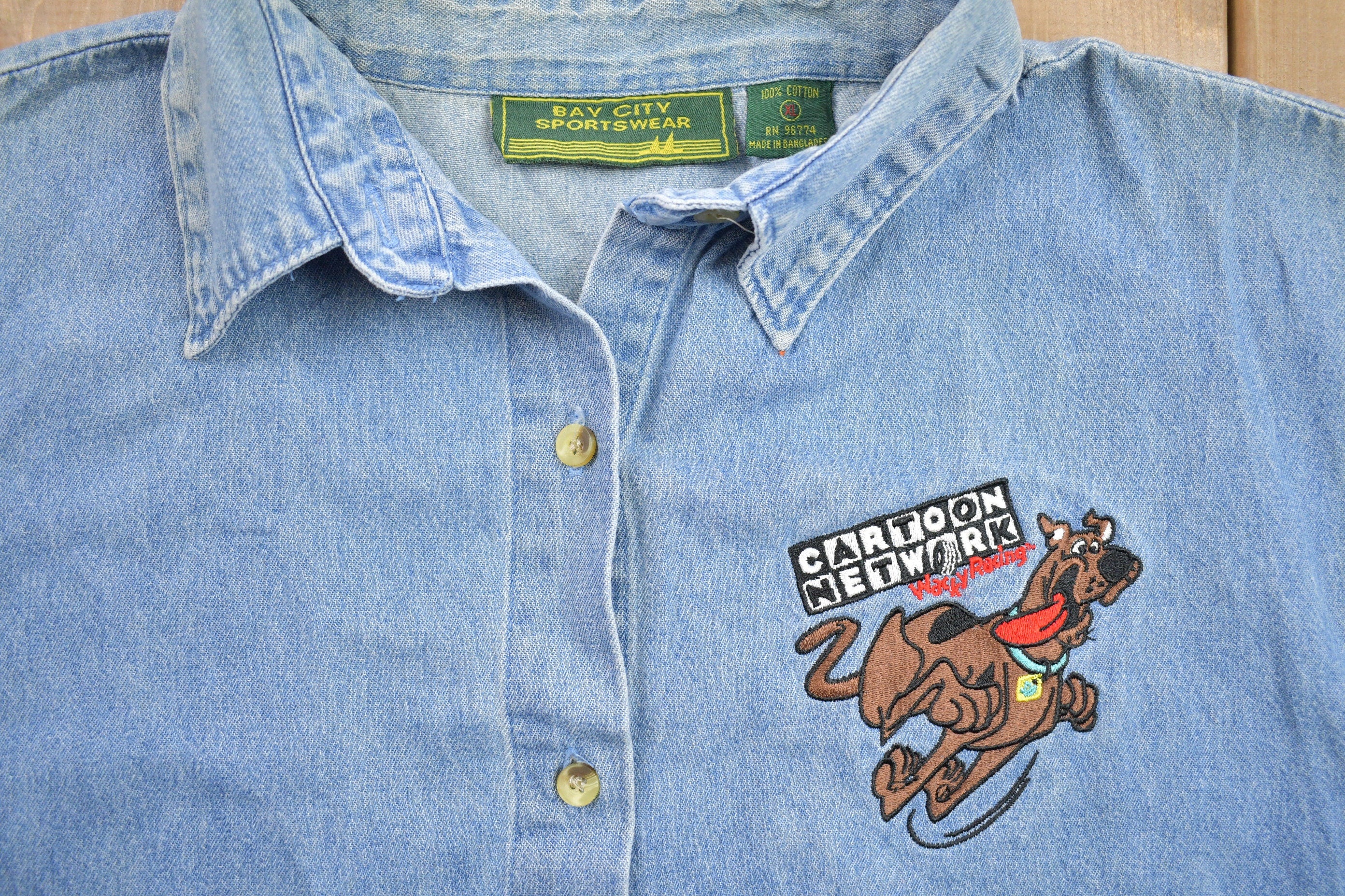 Vintage 1990s Cartoon Network Scooby Doo Denim Button Up Vest