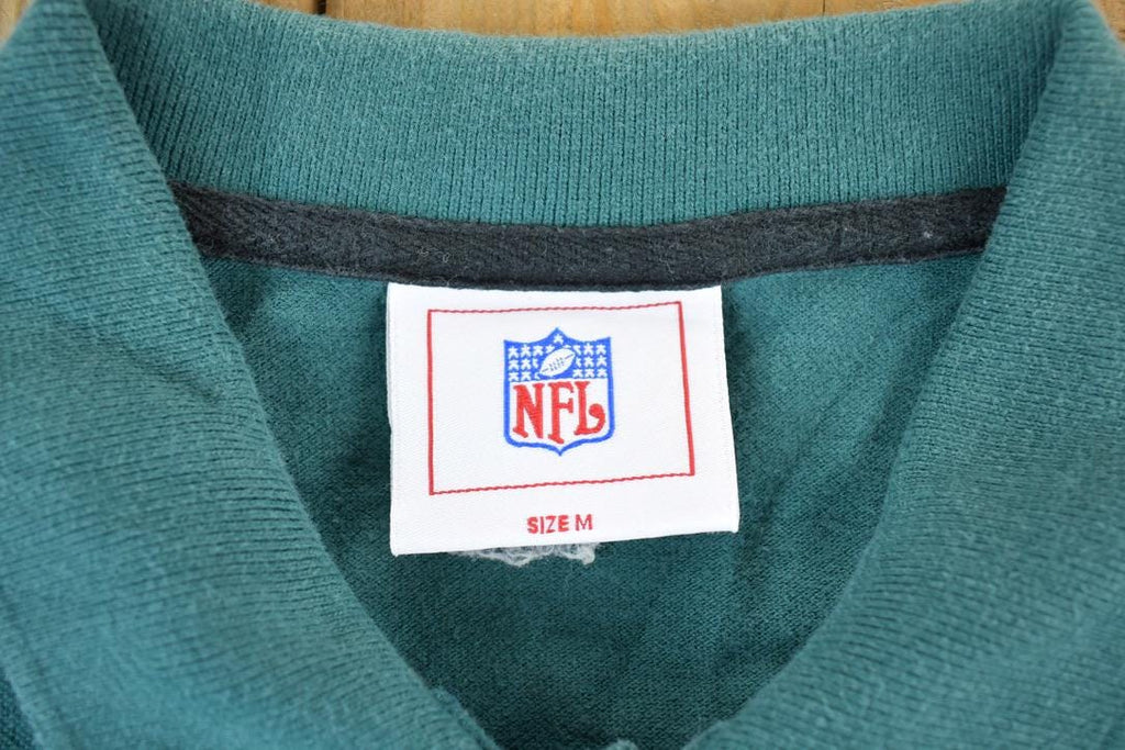Vintage 1990s Philadelphia Eagles NFL Graphic Polo Style T-Shirt Made In USA