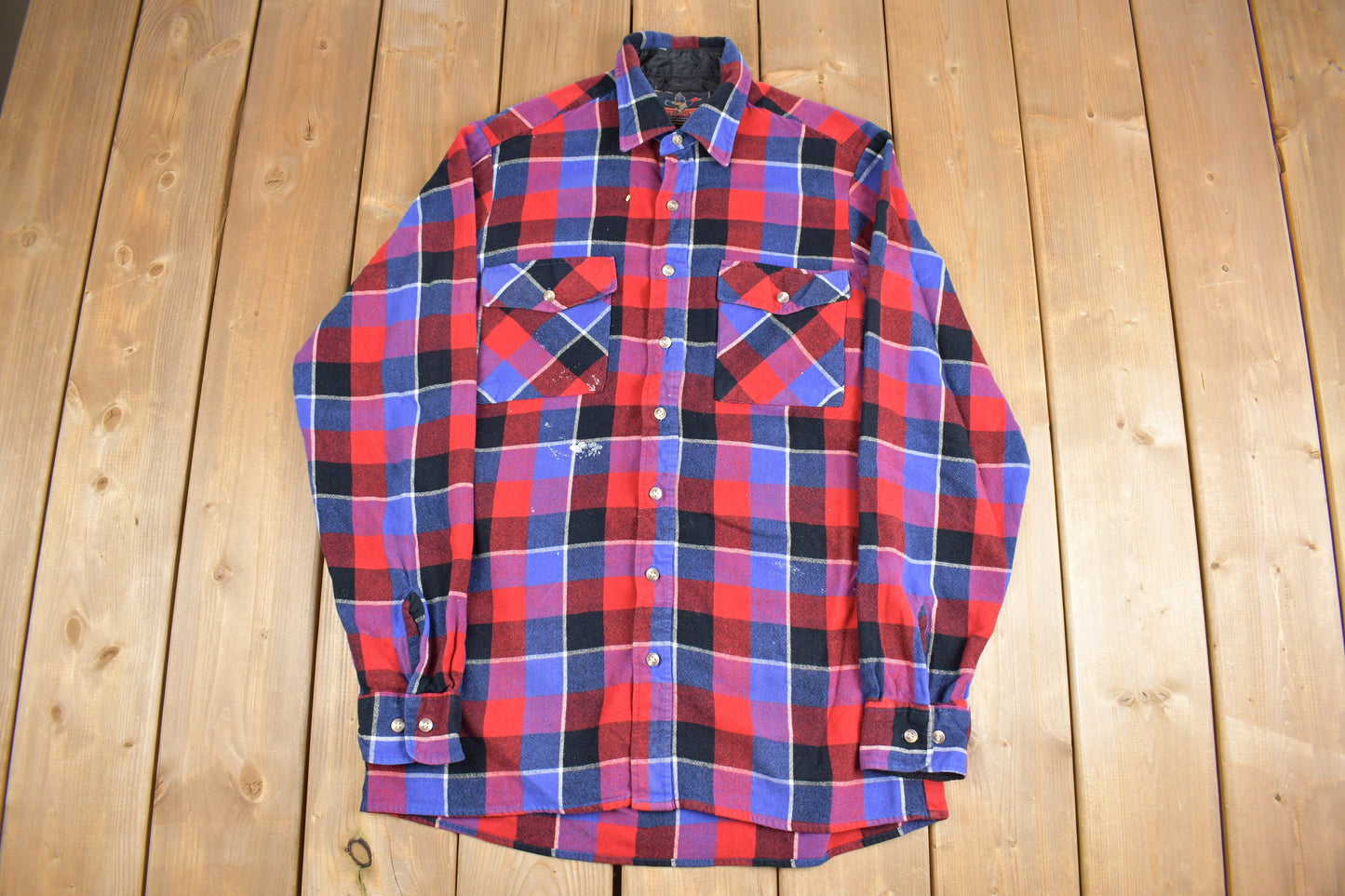 Vintage 1980s Back Packer Plaid Button Up Shirt / 80s Shirt / Vintage Flannel / Outdoorsman / 100% Acrylic