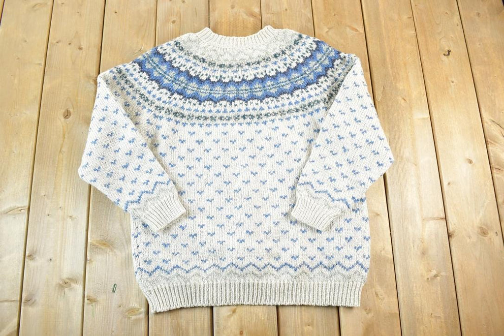 Vintage 1990s Spin 2 Knit Abstract Pattern Crewneck Sweater Womens Large