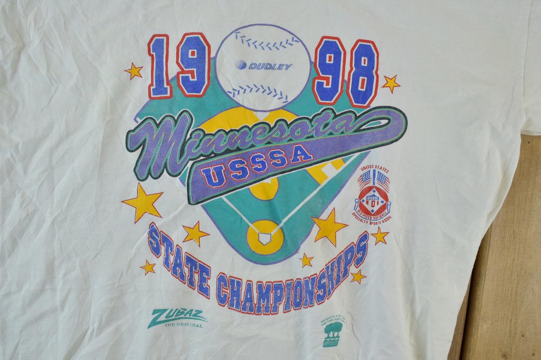 Vintage 1998 Minnesota Baseball State Championships Single Stitch T-Shirt