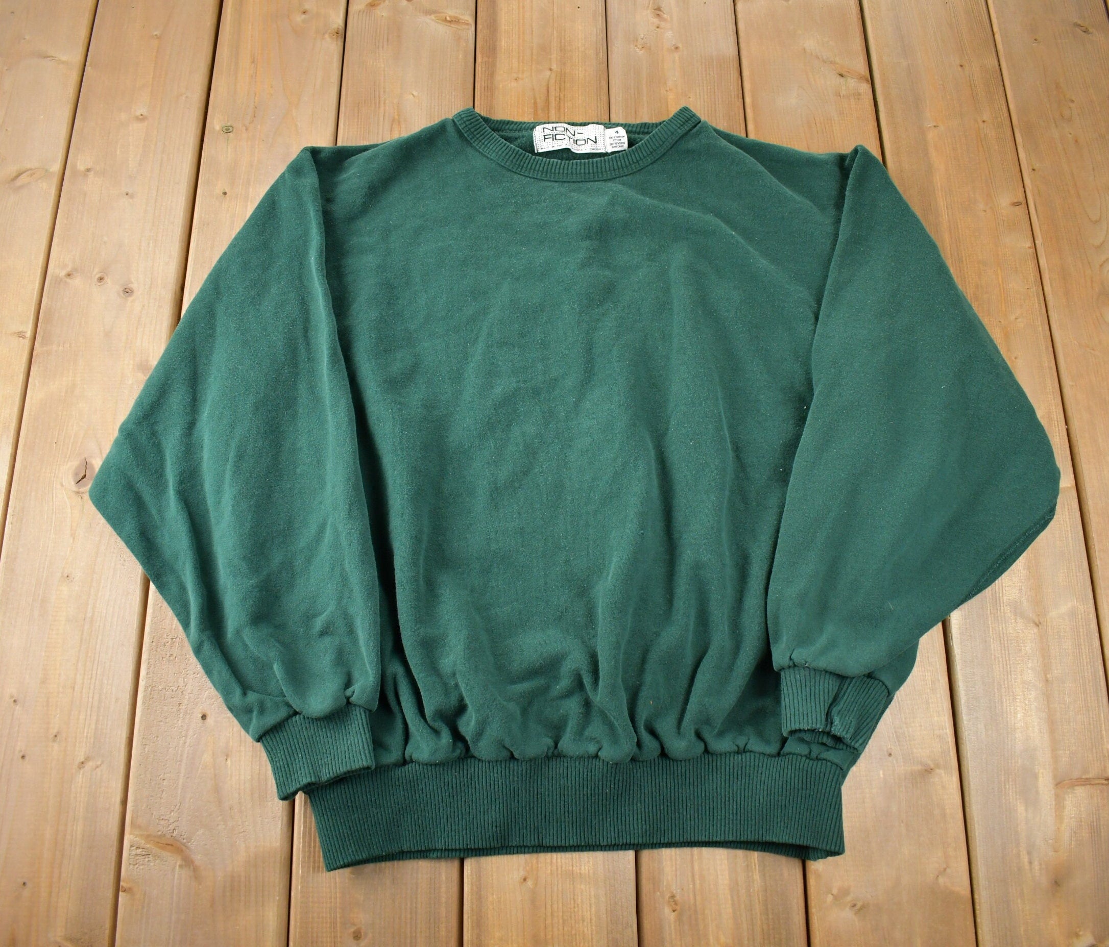 Vintage 1990s Non Fiction Green Crewneck Sweatshirt Made In Canada