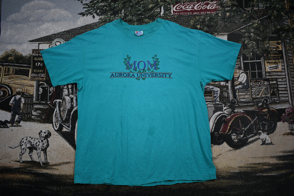 Vintage 1990s Aurora University Mom Graphic T Shirt