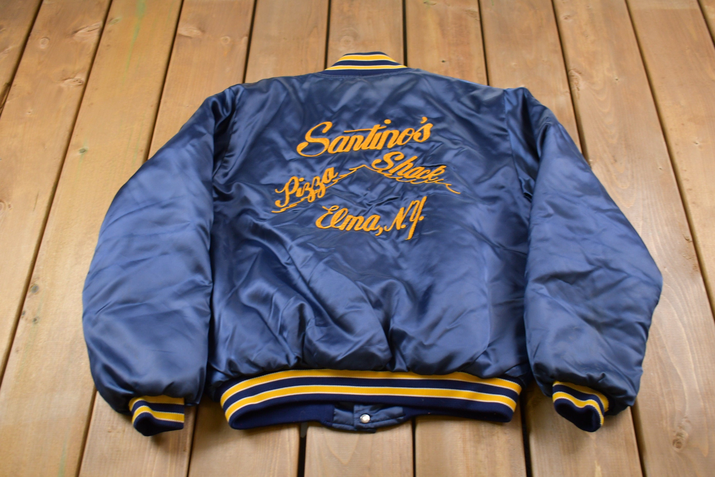 Vintage 1970s Birdie Santino's Pizza Shack Satin Bomber Jacket  Athleisure  Streetwear  Athletic Sportswear  Streetwear  70s Birdie