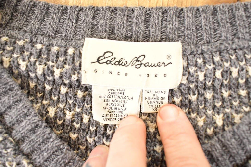 Vintage 1990s Eddie Bauer Knit V Neck Sweater Mens L