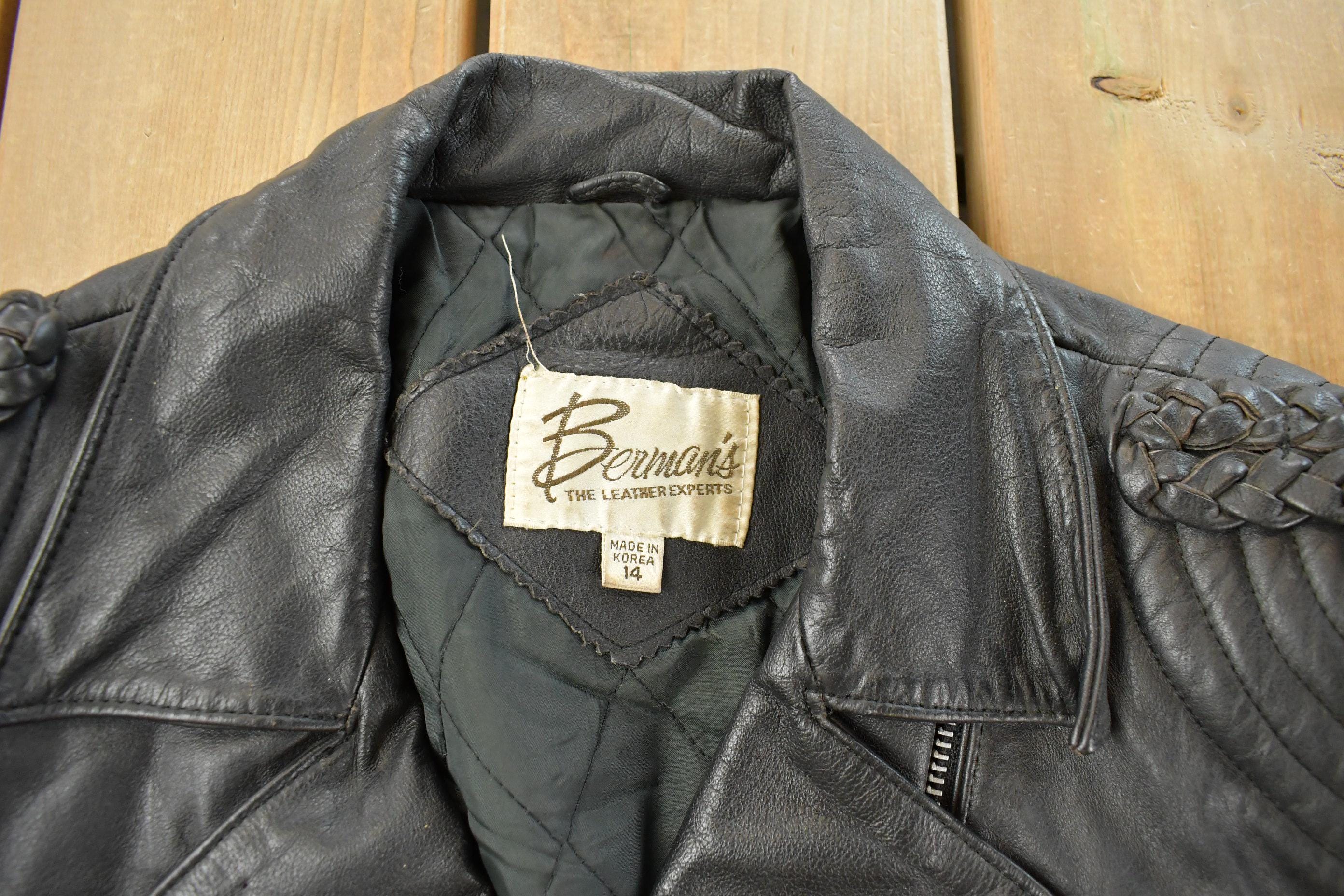 Vintage 1980s Berman's The Leather Experts Biker Leather Jacket Women's Small