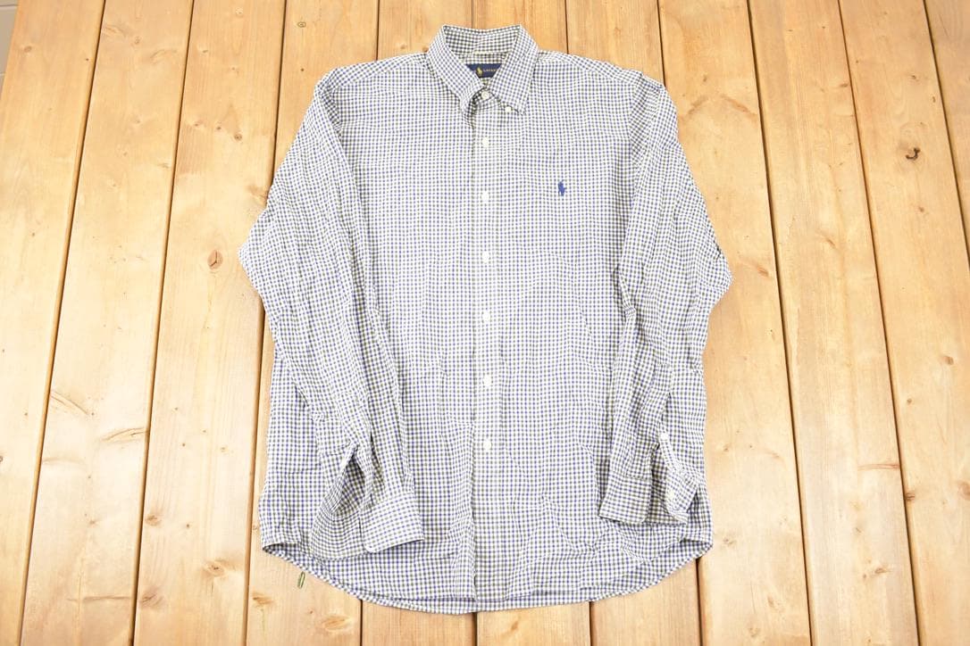 Vintage Y2K Polo By Ralph Lauren Plaid Button Up Shirt Men's L / 2000's Preppy Style / Boxy Fit Polo
