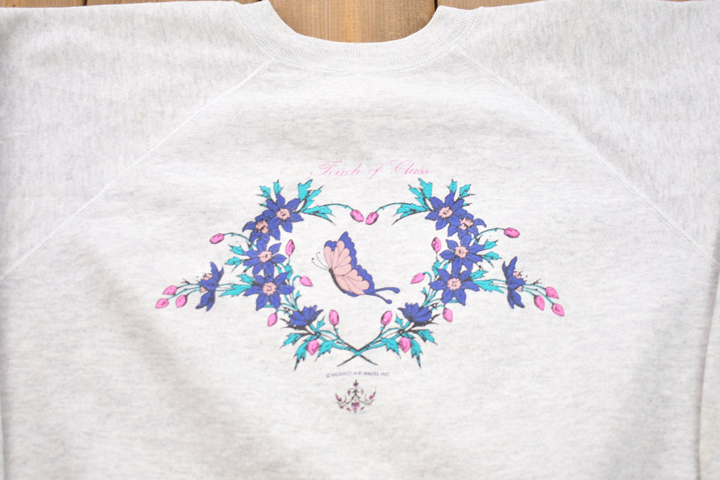 Vintage 1980s Floral Touch Of Class Graphic Raglan Crewneck Sweatshirt