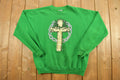 Vintage 1990s Green Cross Christmas Theme Crewneck Sweatshirt