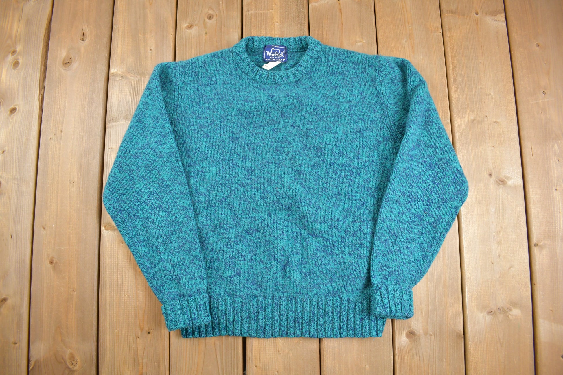 Vintage 1980s Woolrich Knitted Wool Crewneck Sweater / Vintage 90s Crewneck / Blue / 80s Woolrich / 90s Woolrich / Solid Knit