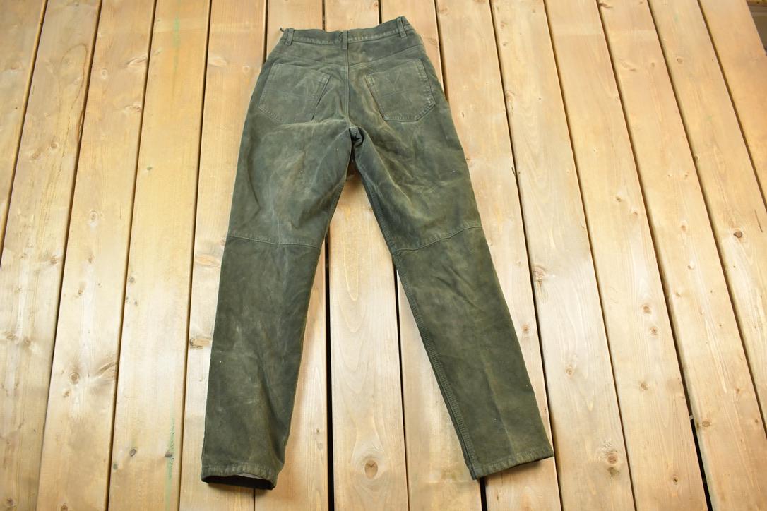 Vintage 1990s In Flight By Par Pablo Leather Airplane Pilot Work Jeans Size 24 x 30