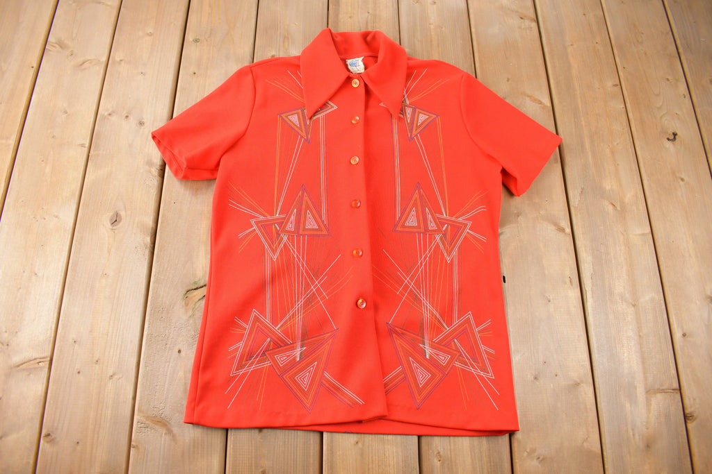 True Vintage 1960s Abstract Short Sleeve Button Up Shirt Made In USA
