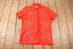 True Vintage 1960s Abstract Short Sleeve Button Up Shirt Made In USA
