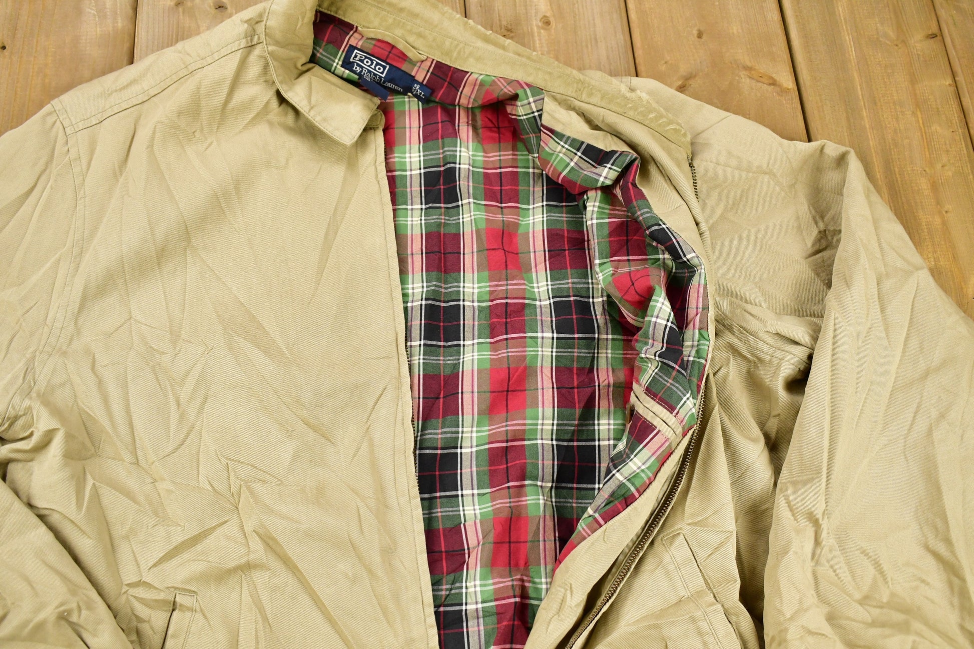 Vintage 1990s Polo Ralph Lauren Plaid Lined Harrington Windbreaker Jacket