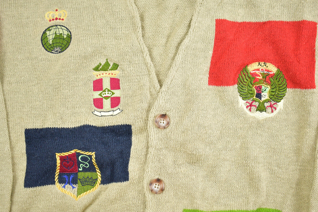 Vintage 1980s New River Embroidered Knit Cardigan