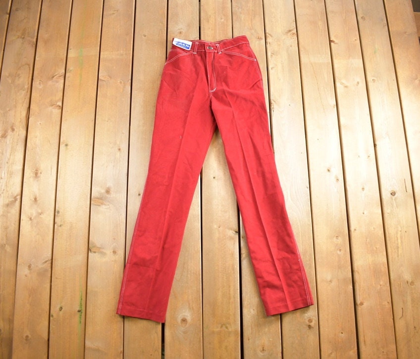 Vintage 1980s Chemin De Fer Red Pants Size 26x32