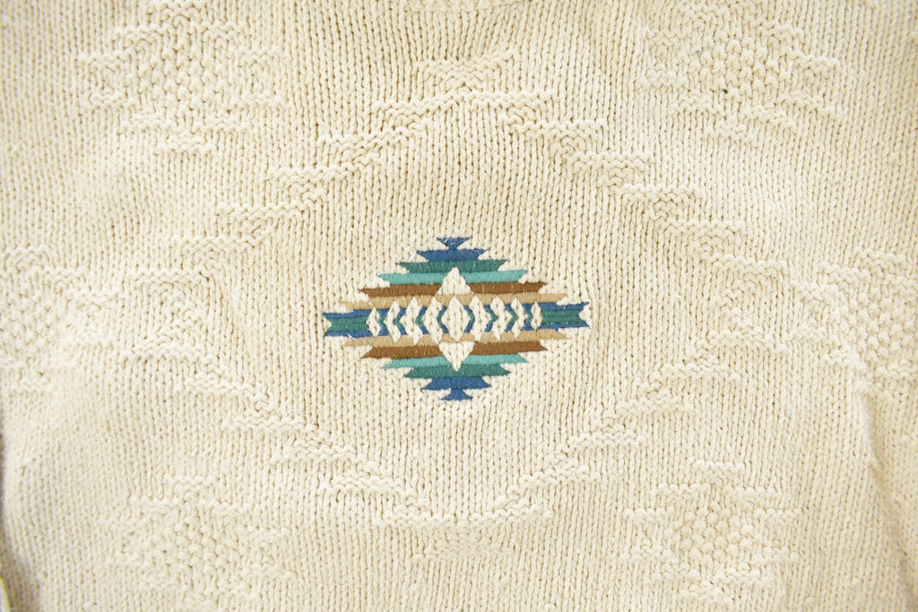 Vintage 1990s Isle of Cotton Aztec Navajo Knit Crewneck Sweater Women's L