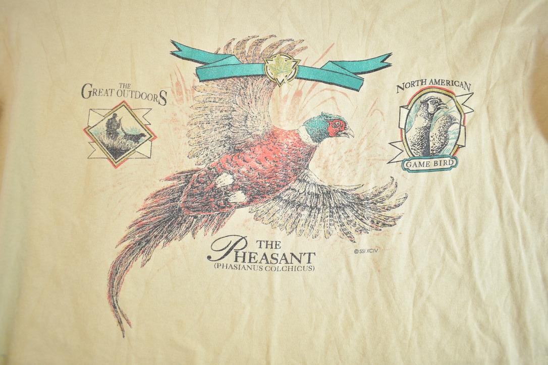 Vintage 1990s The Great Outdoors Pheasant Graphic T Shirt Made In USA Single Stitch