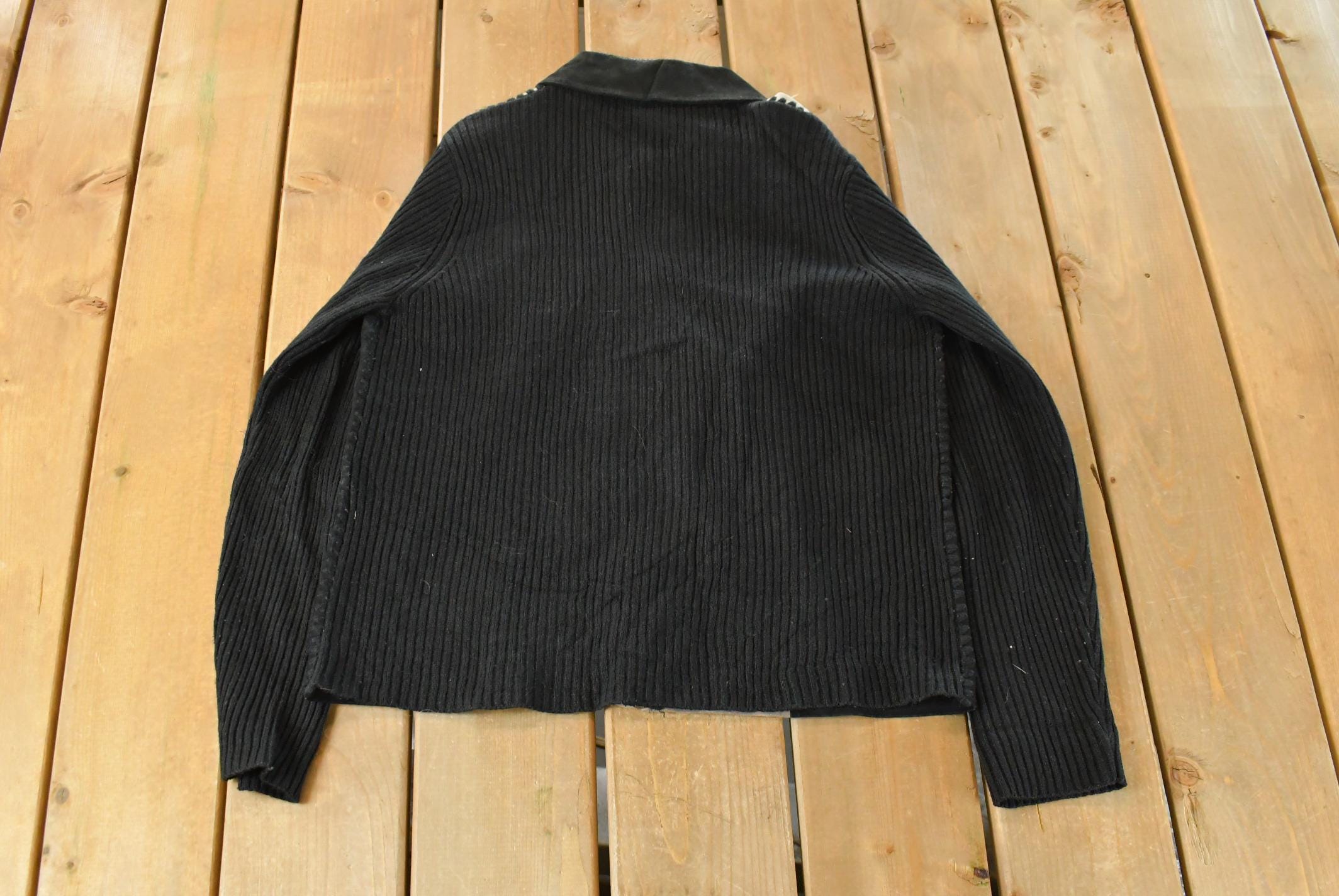 Vintage 1990s Studio Works Knit Leather Suede Jacket Women's Medium