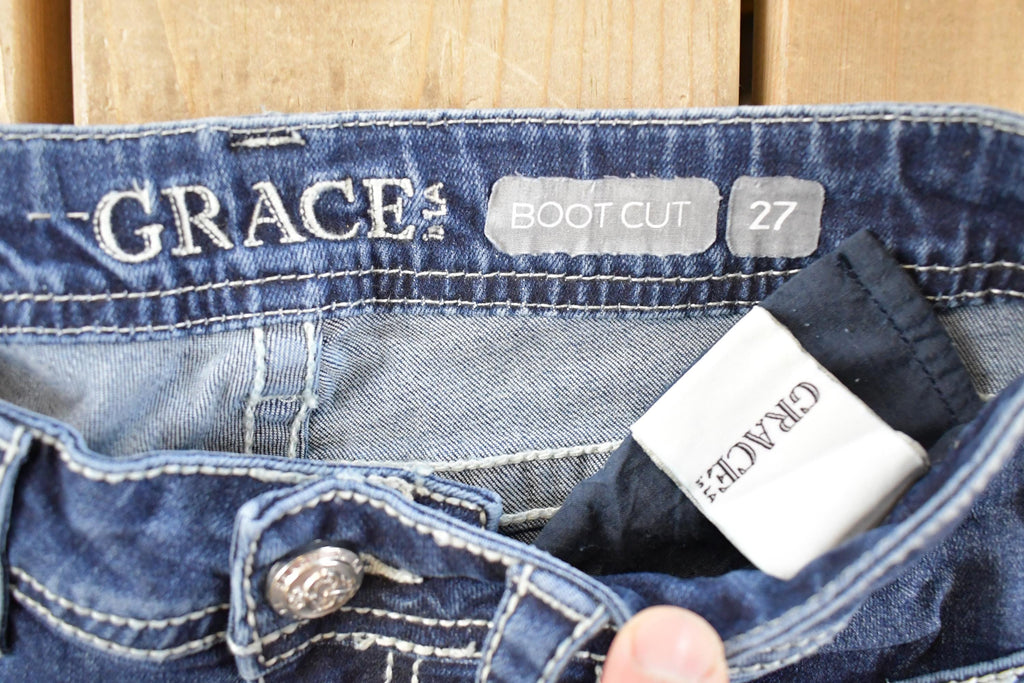 Vintage Deadstock Y2K Grace LA Bedazzled Low Rise Jeans Women's Size 27 x 32