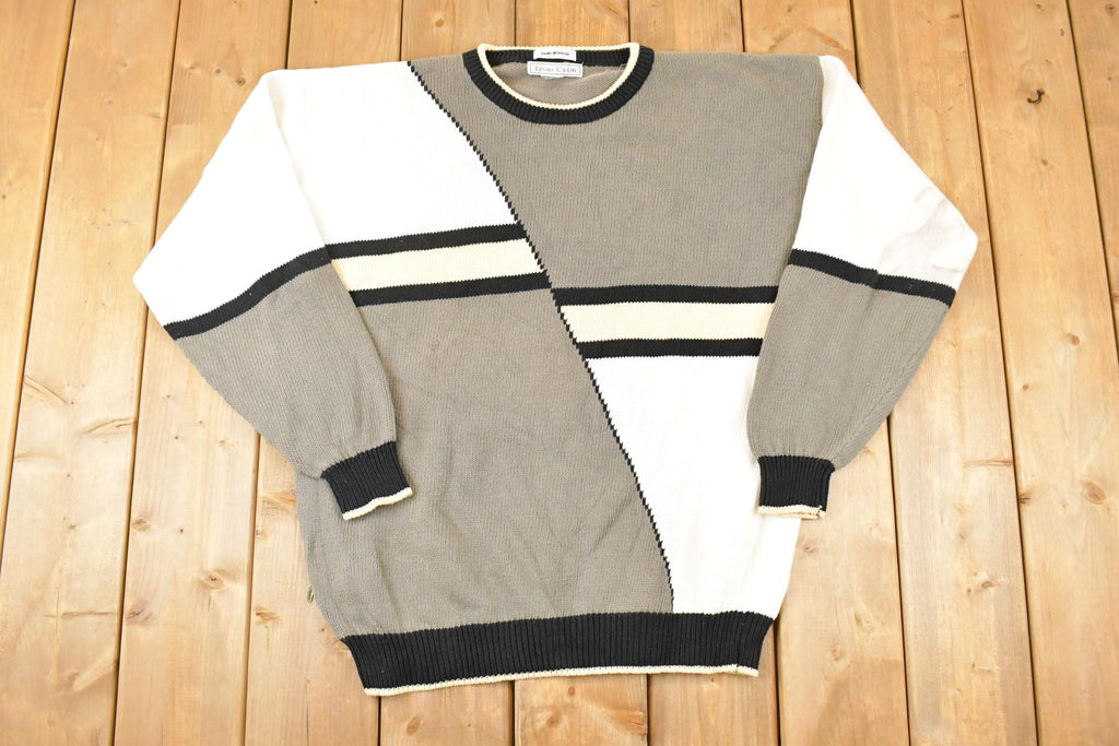 Vintage 1990s Izod Club Abstract Knit Crewneck Sweater Mens L