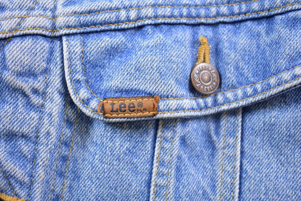Vintage 1980s Lee Riveted Blanket Lined Jean Jacket