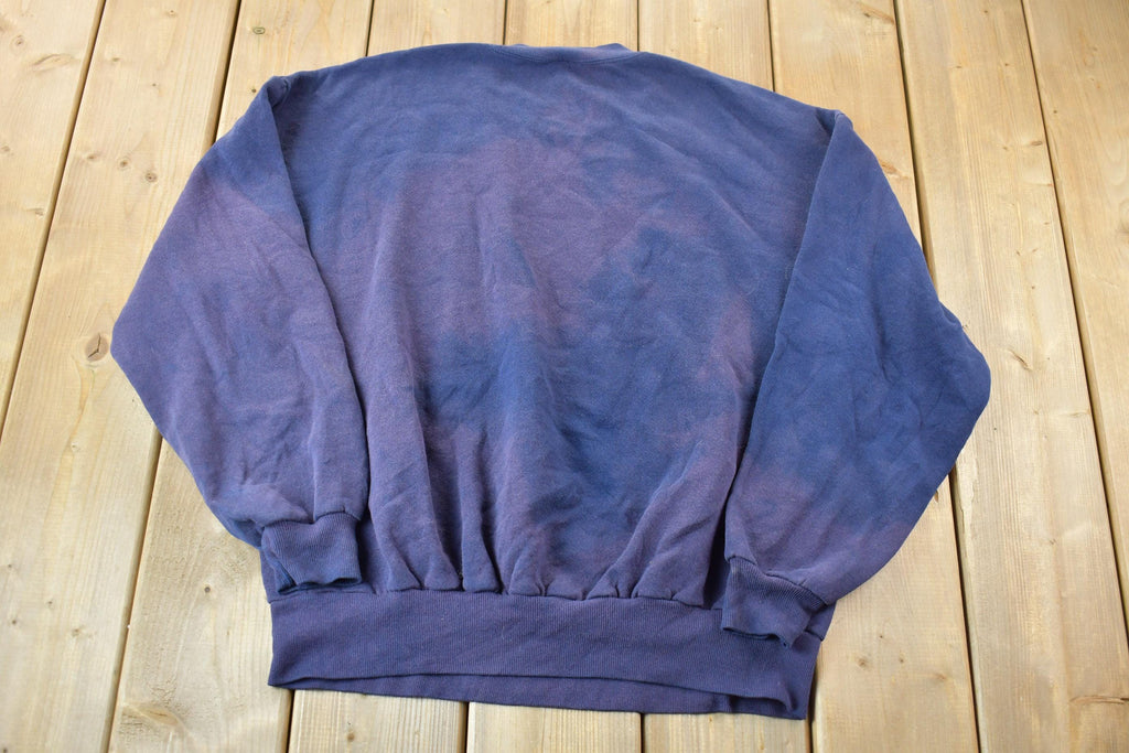 Vintage 1990s Navy Blue Bleached Crewneck Sweatshirt / Made In USA / 90s Crewneck / American Vintage / Distressed Crewneck