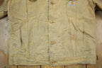Vintage 1990s Distressed Carhartt Blanket Lined Button Down Jacket Made In USA  Embroidery  Distressed