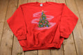 Vintage 1990s Christmas Tree Graphic Sweater , 90s Holiday Crewneck , Winter Wear , Festive Graphic Print , Tree Print