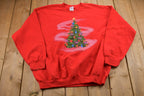 Vintage 1990s Christmas Tree Graphic Sweater , 90s Holiday Crewneck , Winter Wear , Festive Graphic Print , Tree Print