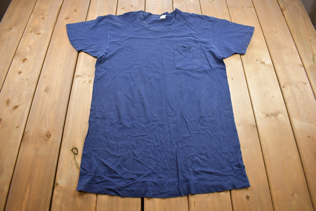 Vintage 1990s Blank Blue Pocket Tee Graphic T Shirt