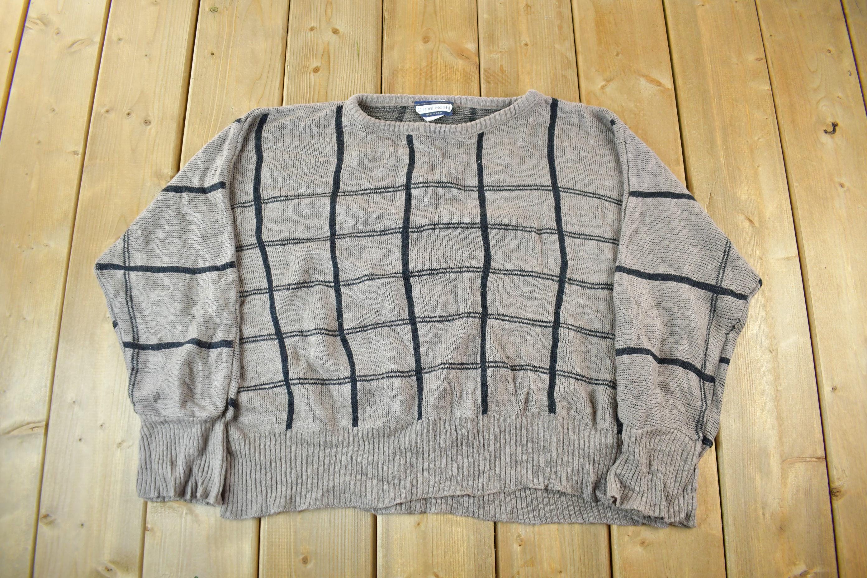 Vintage 1990s Knit Crewneck Sweater Adult L Cropped