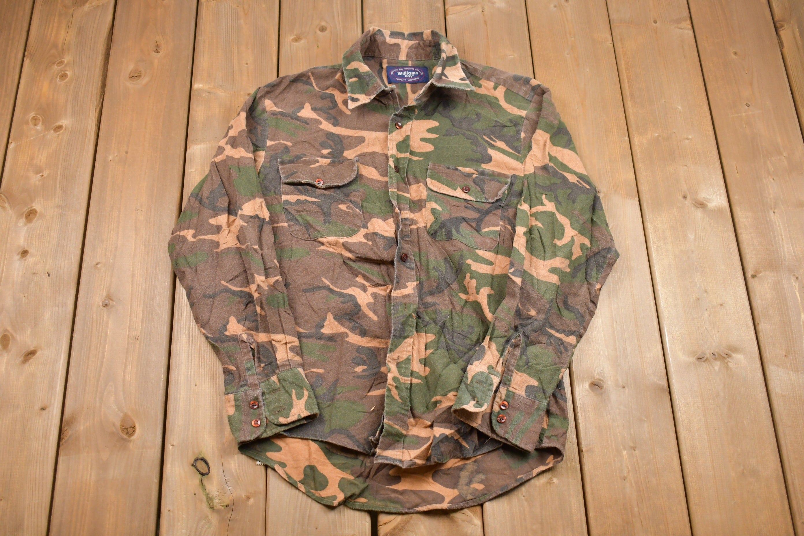 Vintage 1990s William's Bay Camo Button Up Shirt