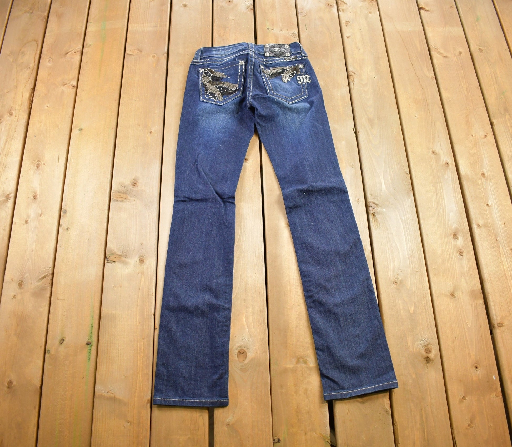 Vintage Y2K Miss Me Bedazzled Low Rise Jeans Size 26x32