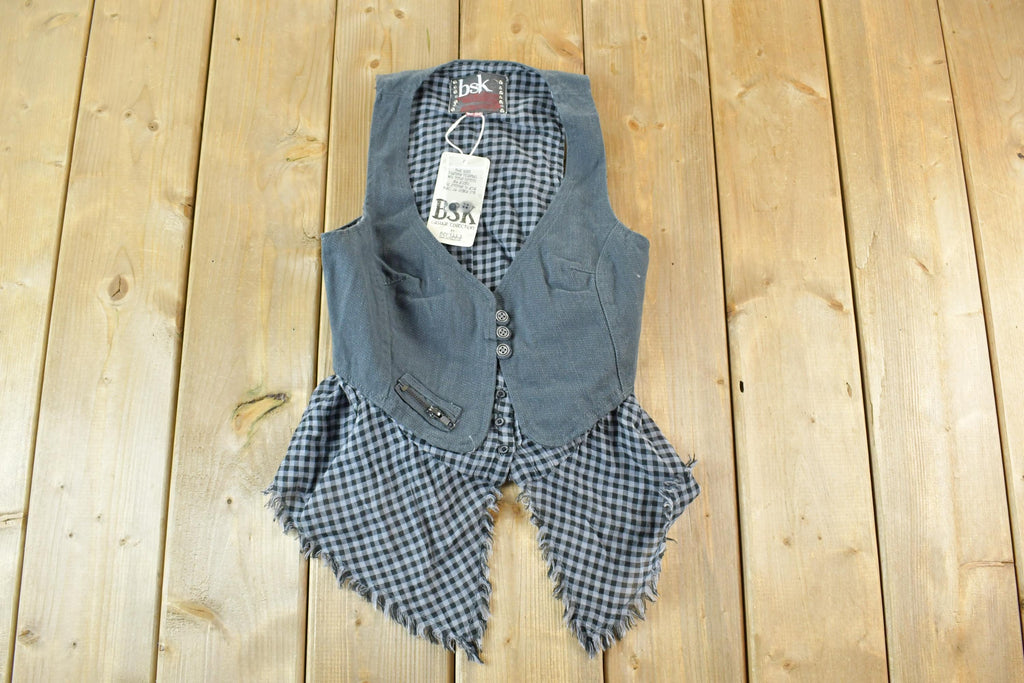 Vintage 1990s Deadstock ESK Fanch Plaid Vest / 90s Vintage Souvenir Tee / Rare Vacation Tee / Summer Shirt Made In USA