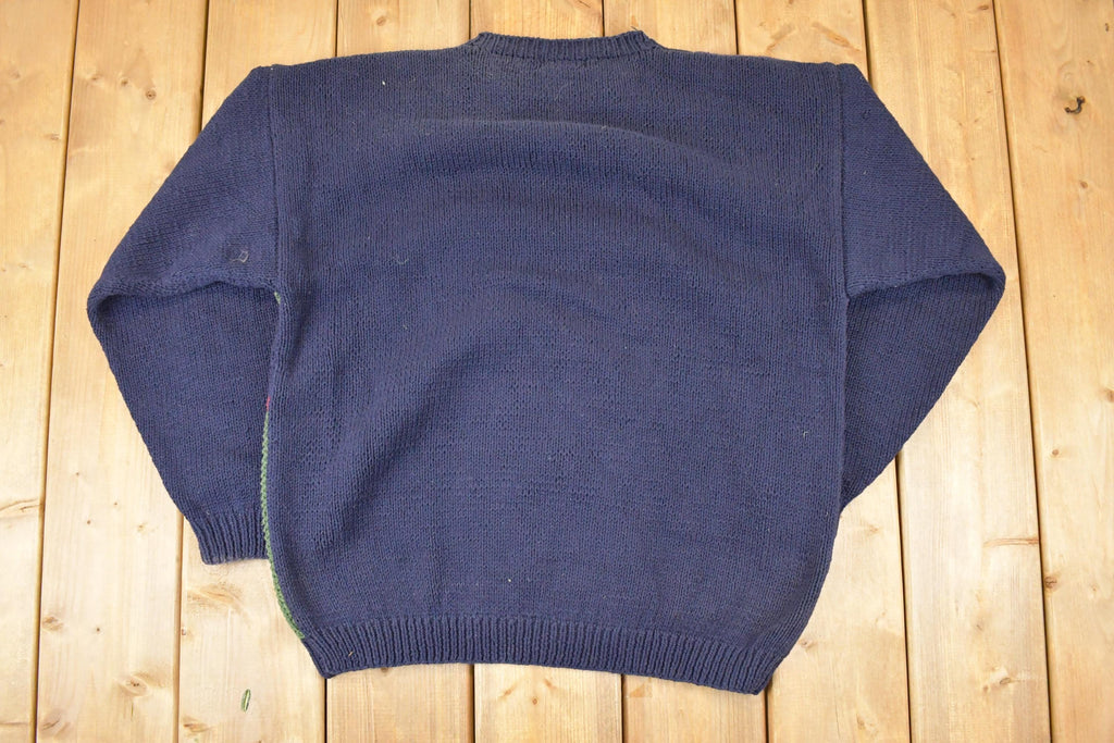 Vintage 1990s Ports International Hand Knit Abstract Forest Crewneck Sweater Men's L
