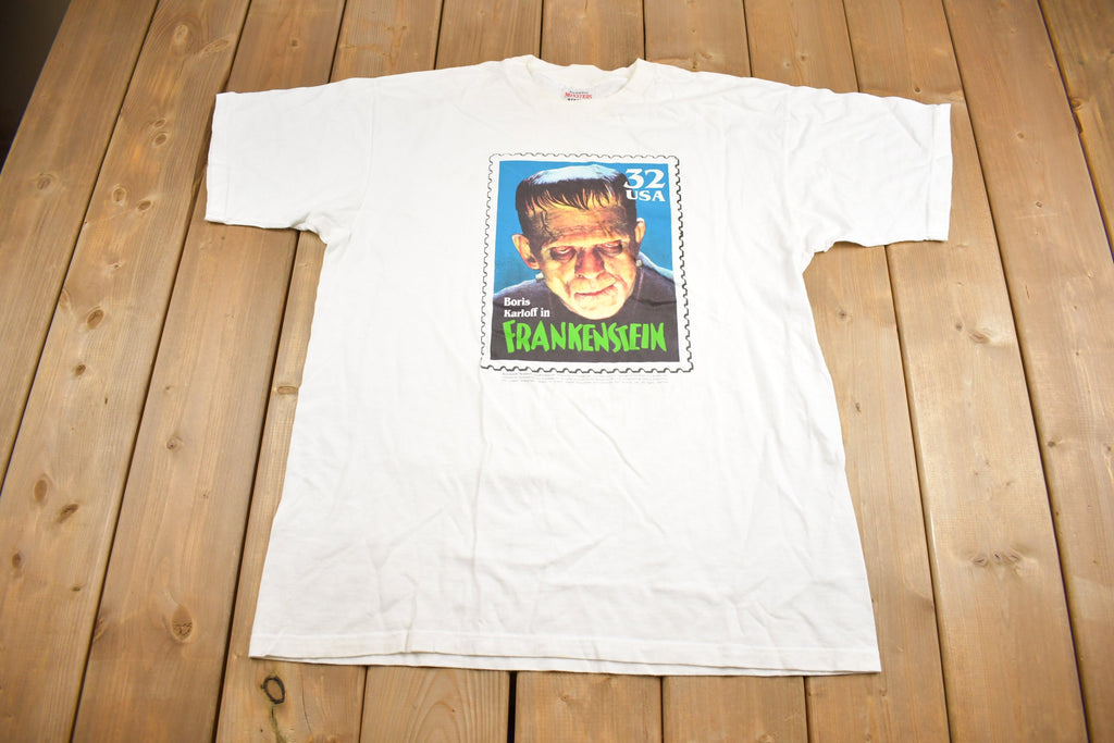 Vintage 1997 Frankenstein USPS Mail Stamp Graphic T-shirt