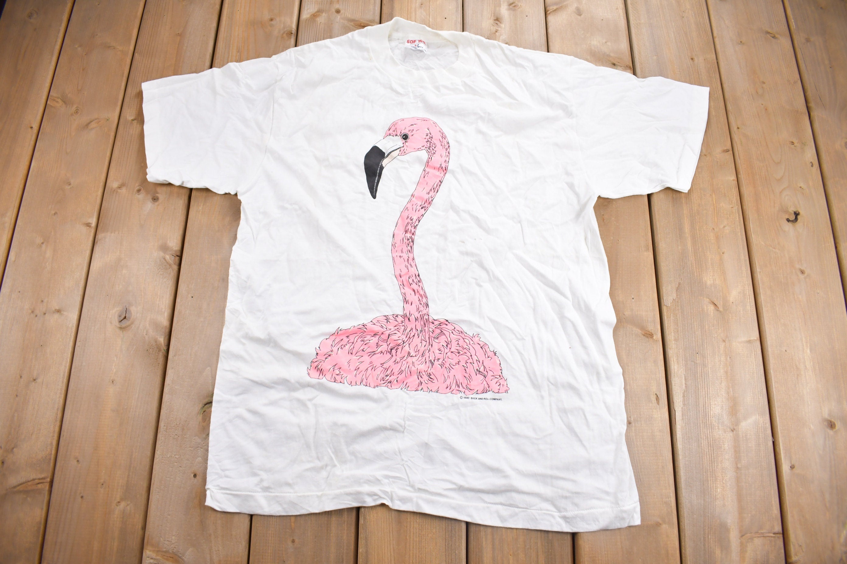 Vintage 1990 Pink Flamingo Graphic T Shirt
