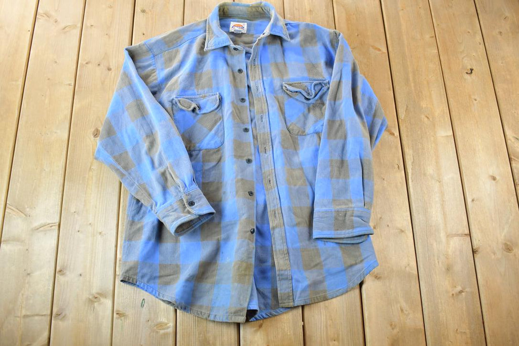 Vintage 1990's Dickies Plaid Button Up Western Shirt Made In USA