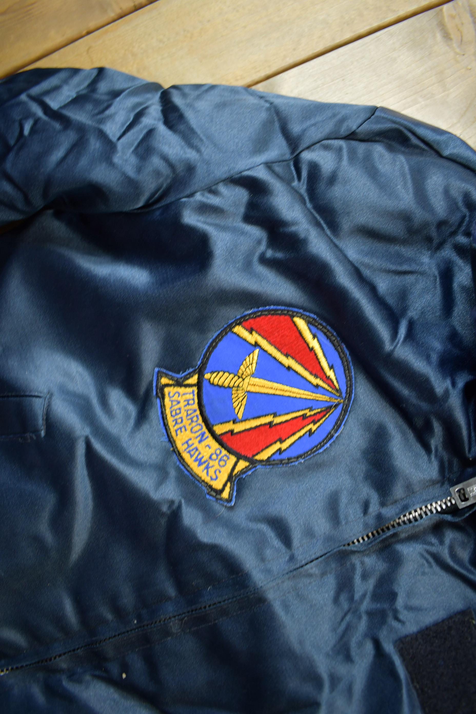 Vintage 1980s Traron-86 Sabre Hawks Military Flight Jacket