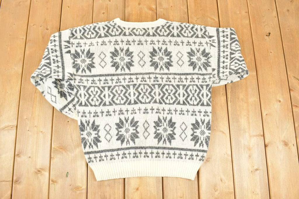 Vintage 1990s Neil Martin AOP Snowflake Design Knit Crewneck Sweater Mens L