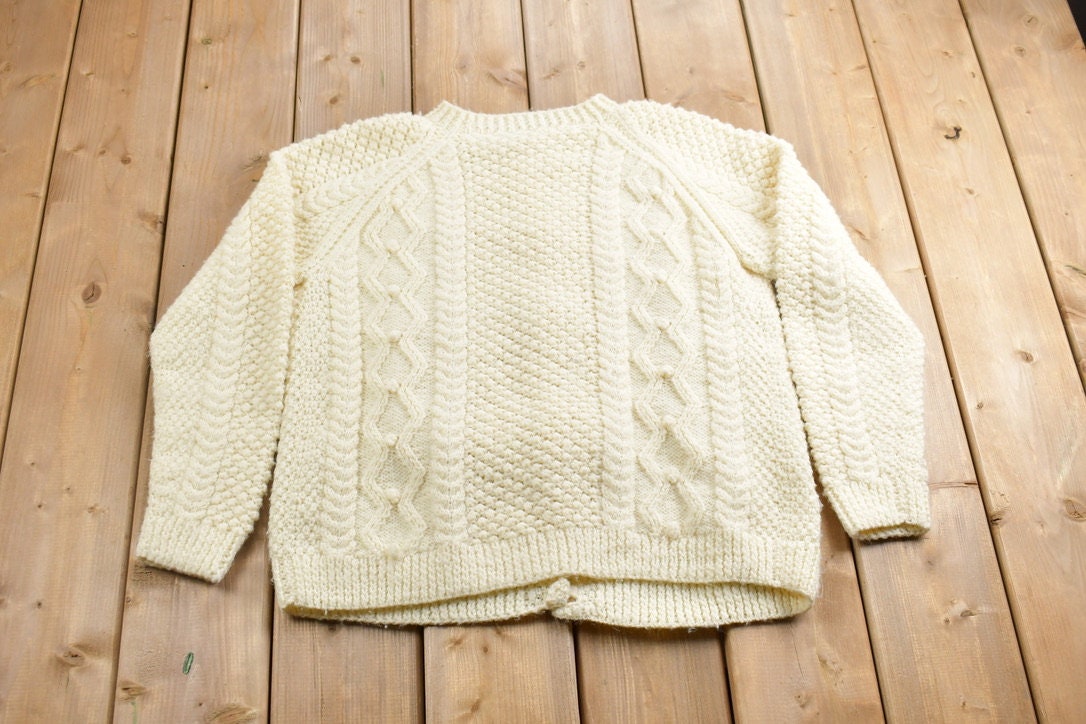 Vintage 1990s Cable Knitted Button Up Sweater