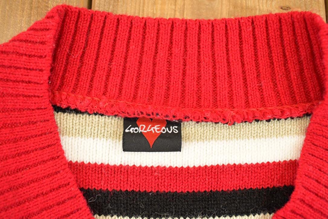 Vintage 1990s Gorgeous Buckled Knit Crewneck Sweater Women's S
